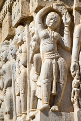 Carved statues in the Hindu temple in Hampi, Karnataka