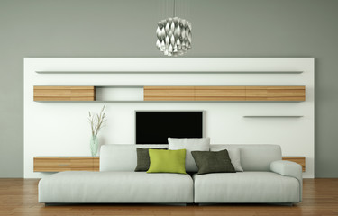 Wohndesign -Sofa vor Fernsehwand