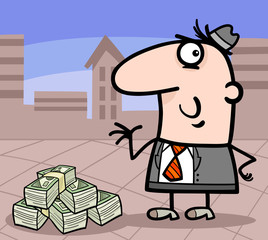 businessman with money cartoon illustration