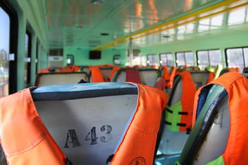 life vests on a ferry