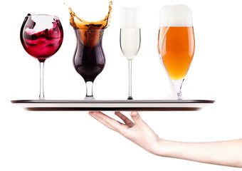Collection of different images of alcohol isolated