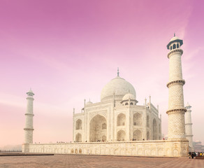 Fototapeta na wymiar Taj Mahal on sunrise sunset, Agra, India