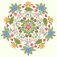 Ornamental floral round pattern