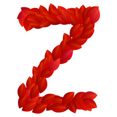 Letter Z of red petals alphabet