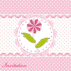 Invitation card with cute flower
