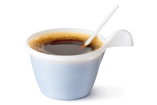 Plastic Coffee Mug With A Spoon