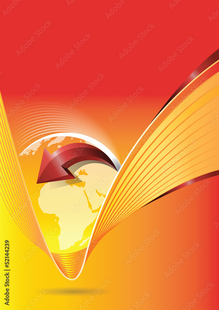 Poster vector abstract orange background with continents