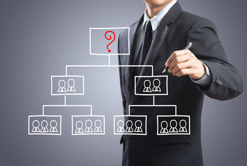 business man drawing organization chart