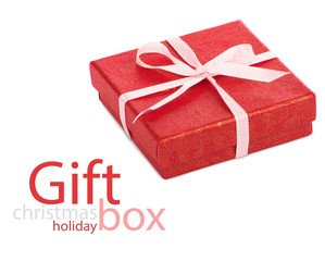 Single red gift box with pink ribbon