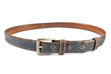 Old brown leather belt