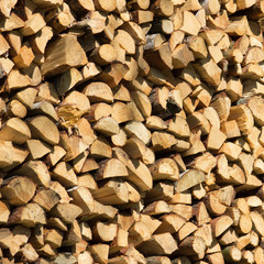 Pile of wood logs ready for winter