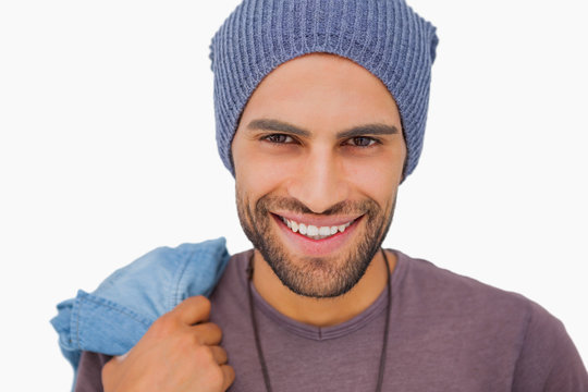 Smiling man wearing beanie hat