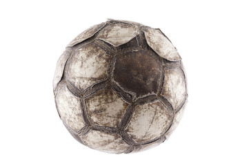 Old soccer ball with clipping path