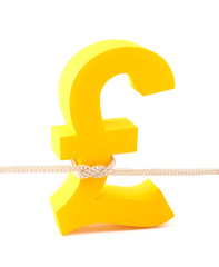 Golden pound symbol tied with rope