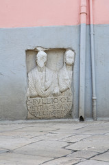 Monumental inscription. Venosa. Basilicata. Italy.