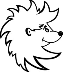 Cartoon illustration of a hedgehog isolated on white background