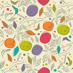 Cute floral pattern with orange branches