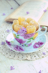 Cup with homemade oramge jelly bars