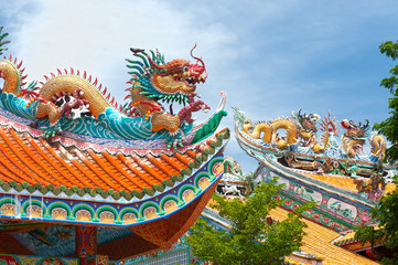 Dragon on Chinese temple roof.