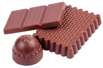 Chocolate candy on white background