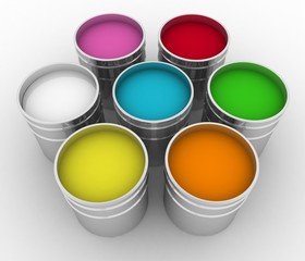 open buckets with a paint