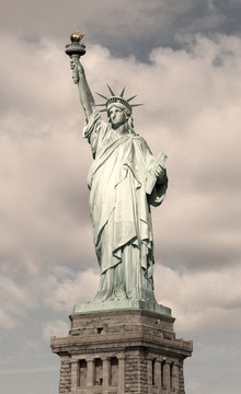 Statue of Liberty in New York City - sepia image