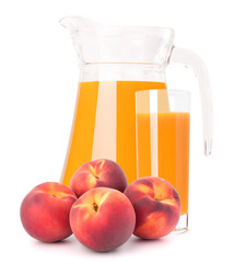 Peach fruit juice in glass jug