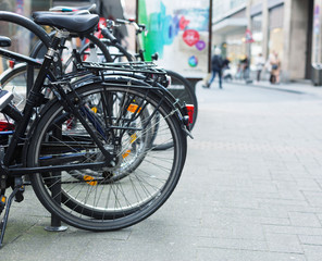 Fototapeta na wymiar Bicycles on street