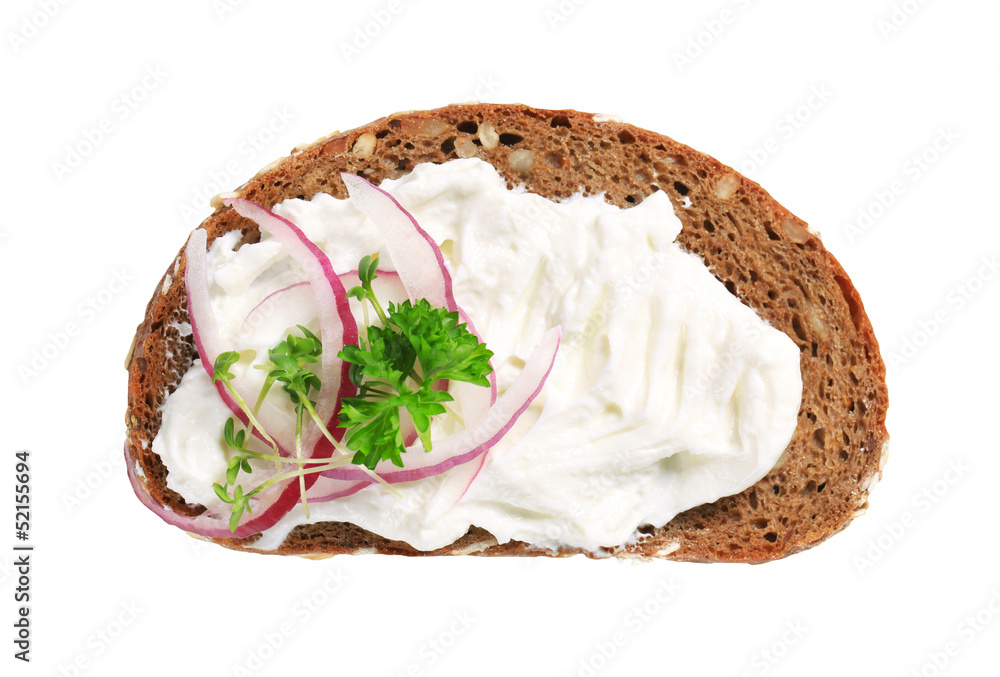 Canvas Prints Brown bread with cream cheese