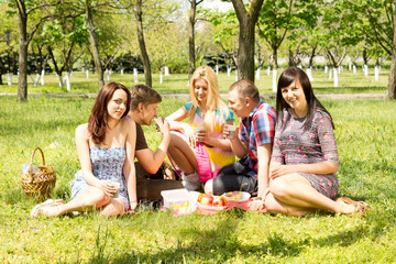 Group of students enjoying a summer picnic