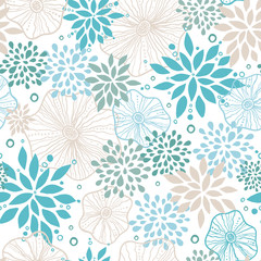 Vector blue and gray plants seamless pattern background