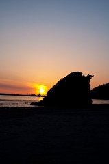 夕日と稲佐の浜