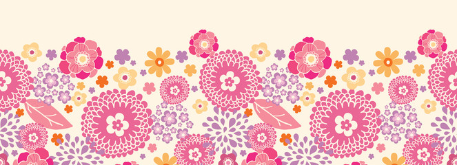Vector warm summer plants horizontal seamless pattern background