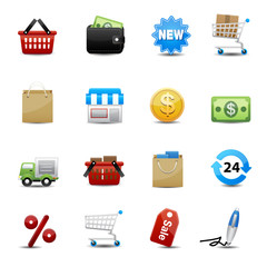 Shopping icons set vector