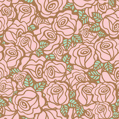 Seamless pattern background of vintage style roses flower