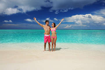 Couple on a beach at Maldives