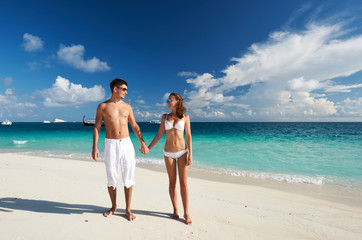 Couple on a beach at Maldives