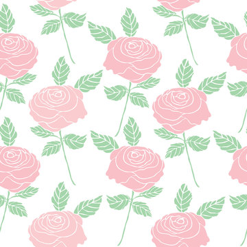 Seamless pattern background of vintage style roses flower