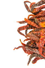 A group of dried chilly over white background