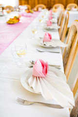 Formal table with napkins ready for meal serving