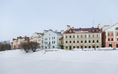 Houses on river bank