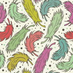 Seamless cute background with plumes