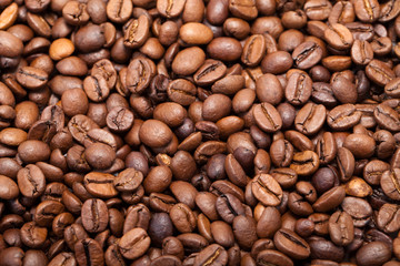 coffee beans close up isolated on white