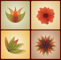 Set of 4 flower designs