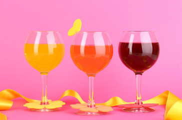 Colorful cocktails with bright decor for glasses