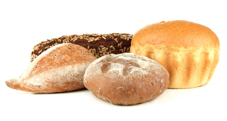 Composition with bread, isolated on white