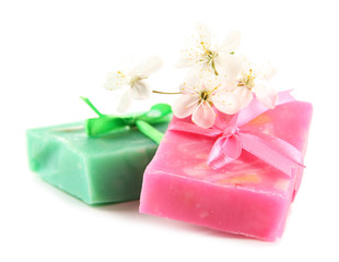 Natural handmade soap, isolated on white