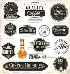 Ensemble d& 39 étiquettes de café rétro vintage