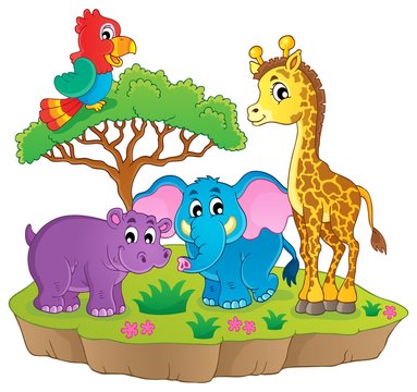 Cute African animals theme image 2