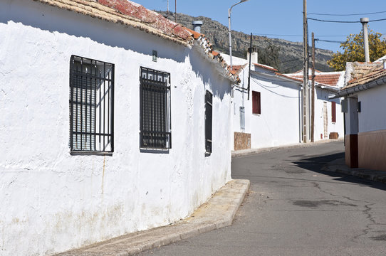 Street in a typical town of La Mancha, Spain